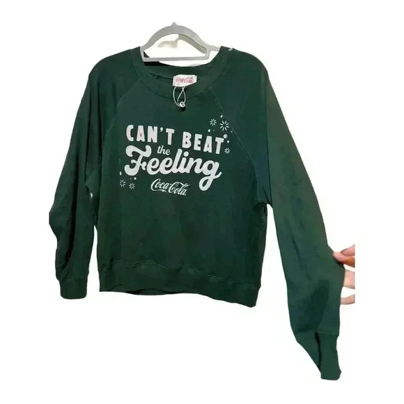 NWOT Wildfox M Green Coca-Cola Graphic Crew Neck Sweatshirt Pullover Comfort - Picture 3 of 9